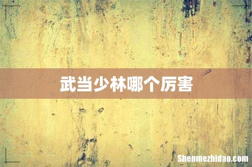 武当少林哪个厉害