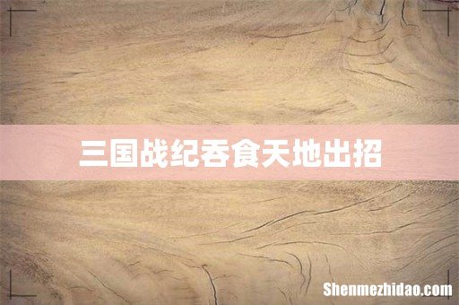三国战纪吞食天地出招