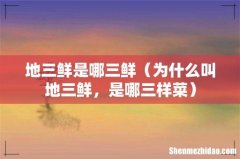 为什么叫地三鲜，是哪三样菜 地三鲜是哪三鲜