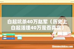 历史上白起活埋40万是否真实 白起坑杀40万赵军