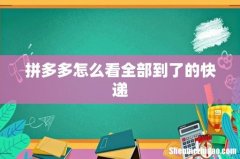 拼多多怎么看全部到了的快递
