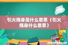 引火烧身什么意思 引火烧身是什么意思