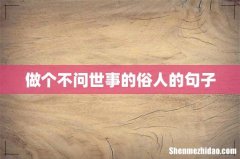 做个不问世事的俗人的句子