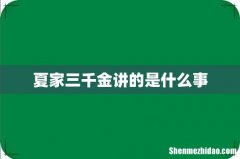 夏家三千金讲的是什么事