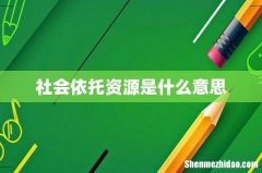 社会依托资源是什么意思