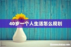 40岁一个人生活怎么规划