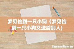 梦见捡到一只小狗（梦见捡到一只小狗又送给别人)