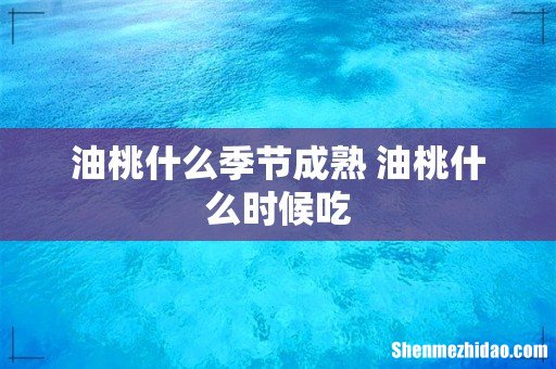 油桃什么季节成熟 油桃什么时候吃