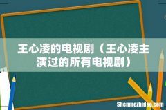 王心凌主演过的所有电视剧 王心凌的电视剧