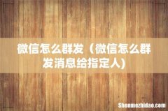 微信怎么群发（微信怎么群发消息给指定人)