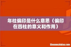 偏印在四柱的意义和作用 年柱偏印是什么意思