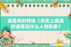 历史上真实的诸葛亮什么人物形象 诸葛亮的性格