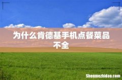 为什么肯德基手机点餐菜品不全
