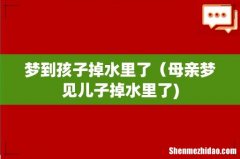 梦到孩子掉水里了（母亲梦见儿子掉水里了)