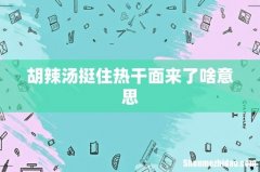 胡辣汤挺住热干面来了啥意思