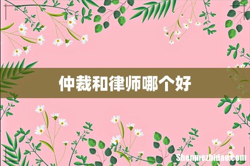 仲裁和律师哪个好