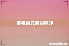 曾祖的兄弟的称呼