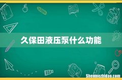 久保田液压泵什么功能