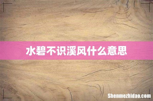 水碧不识溪风什么意思