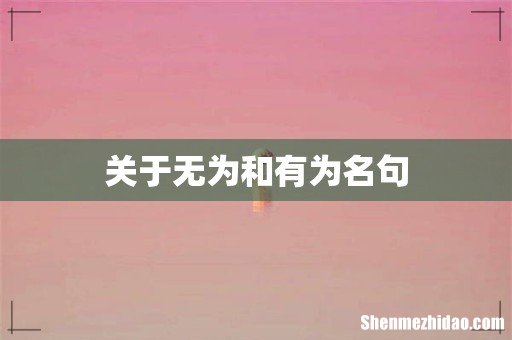 关于无为和有为名句