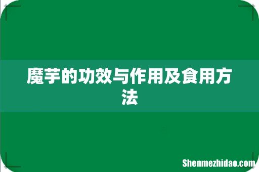 魔芋的功效与作用及食用方法