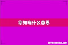您知晓什么意思