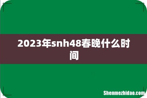 2023年snh48春晚什么时间