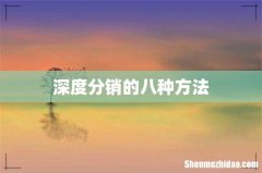 深度分销的八种方法