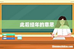 此后经年的意思