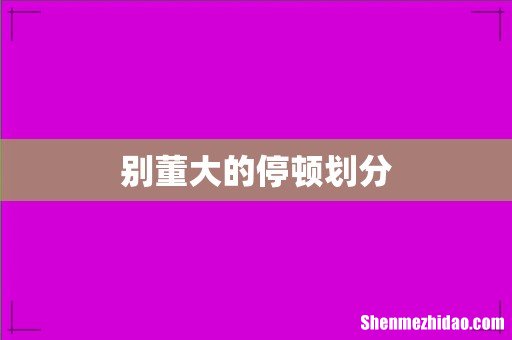 别董大的停顿划分