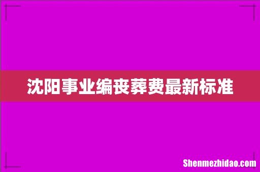 沈阳事业编丧葬费最新标准