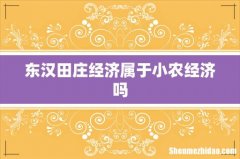 东汉田庄经济属于小农经济吗