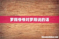 罗翔爷爷对罗翔说的话