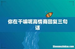你在干嘛呢高情商回复三句话