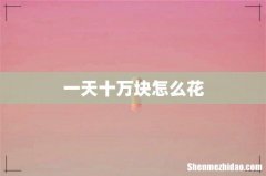 一天十万块怎么花