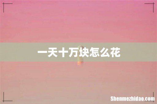 一天十万块怎么花