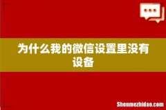 为什么我的微信设置里没有设备
