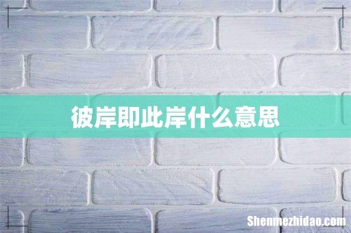 彼岸即此岸什么意思