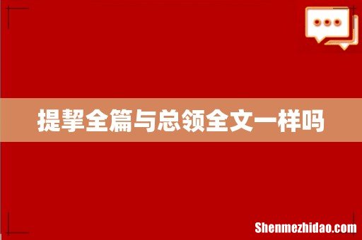 提挈全篇与总领全文一样吗