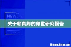关于颜真卿的身世研究报告