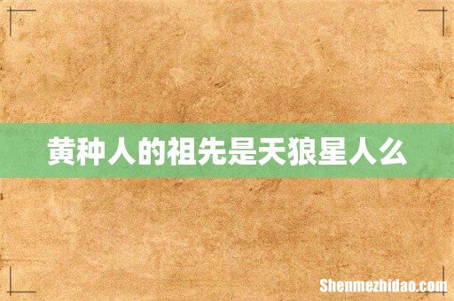 黄种人的祖先是天狼星人么