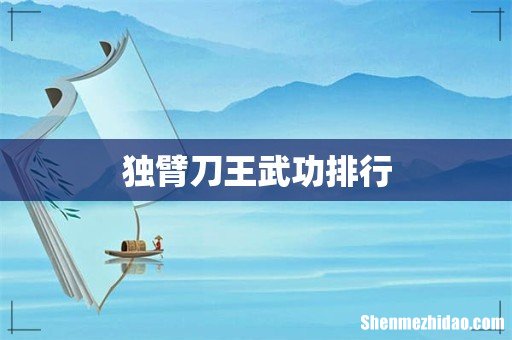 独臂刀王武功排行