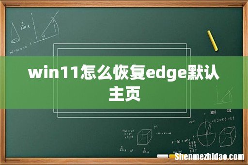 win11怎么恢复edge默认主页