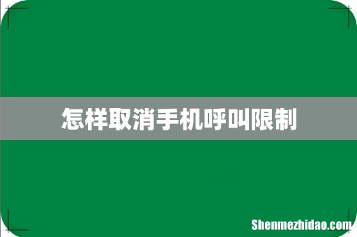 怎样取消手机呼叫限制