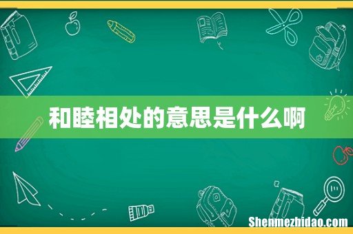 和睦相处的意思是什么啊