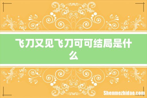 飞刀又见飞刀可可结局是什么