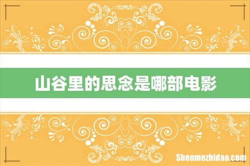 山谷里的思念是哪部电影