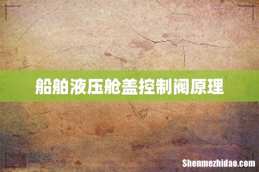 船舶液压舱盖控制阀原理
