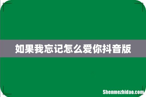 如果我忘记怎么爱你抖音版