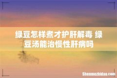 绿豆怎样煮才护肝解毒 绿豆汤能治慢性肝病吗